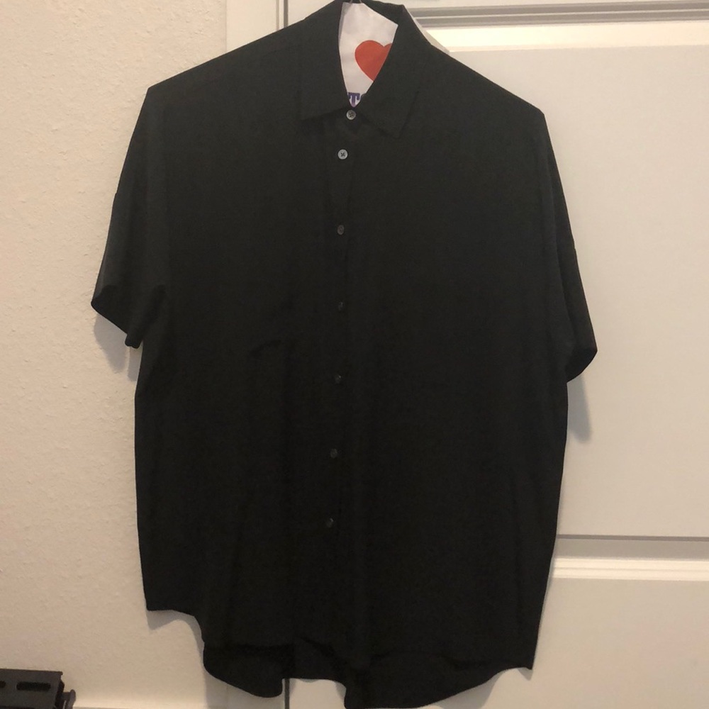 Madewell silk black courier shirt in XXS